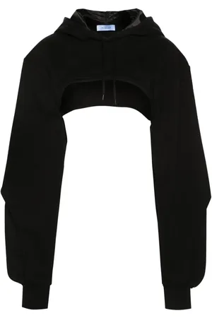 MUGLER Balloon-sleeve cropped hoodie