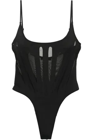 MUGLER Semi-sheer thong swimsuit