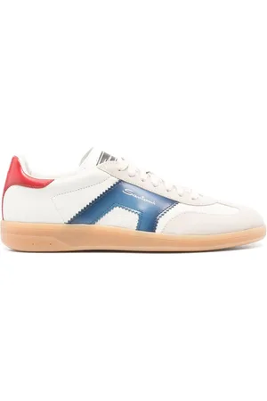 santoni Panelled leather sneakers