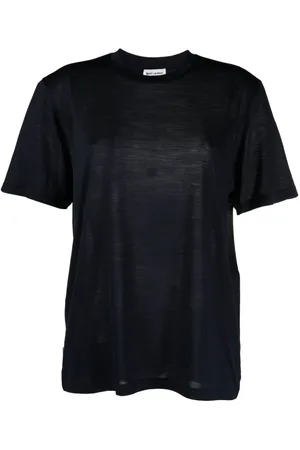 Saint Laurent Logo-embroidered wool-silk blend T-shirt
