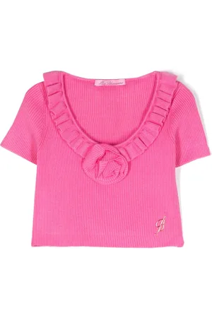 MISS BLUMARINE Floral-appliqué ribbed top