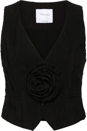 BLUMARINE Floral-appliqué pleated waistcoat