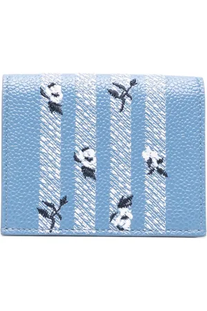 Thom Browne 4-Bar Rose-embroidered leather cardholder
