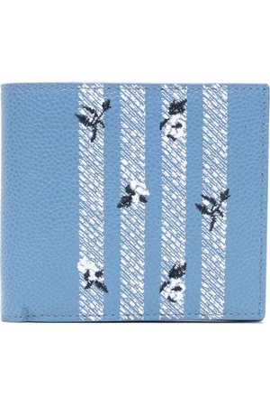 Thom Browne 4-Bar Rose-embroidered leather cardholder