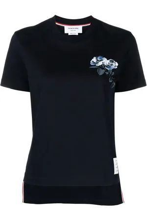 Thom Browne Rose-embroidered cotton T-shirt
