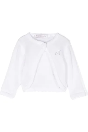 MONNALISA Rhinestone-embellished logo cotton cardigan