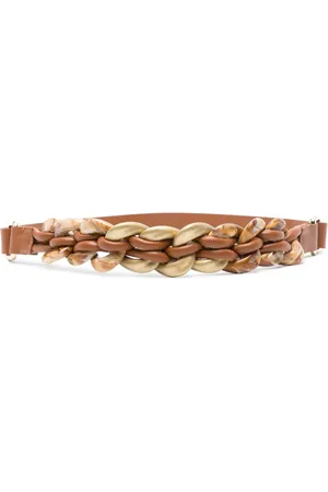Alberta Ferretti Chain-embellished leather belt
