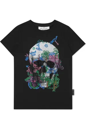 Philipp Plein Crystal-embellished skull cotton T-shirt