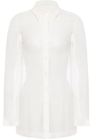 Alberta Ferretti Gathered-detail silk shirt