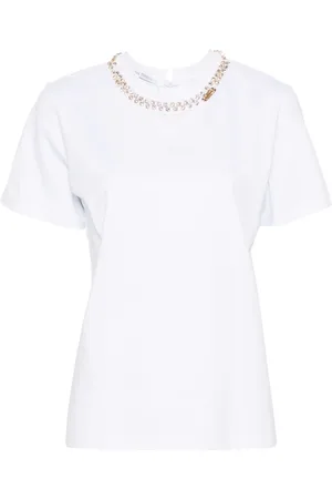 Alberta Ferretti Crystal-embellished cotton T-shirt