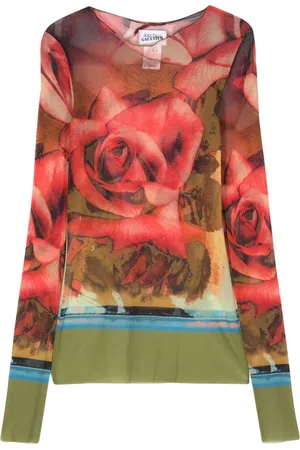 Jean Paul Gaultier The Red Roses mesh top