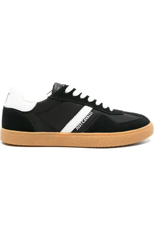 Roberto Cavalli Panelled leather lace-up sneakers