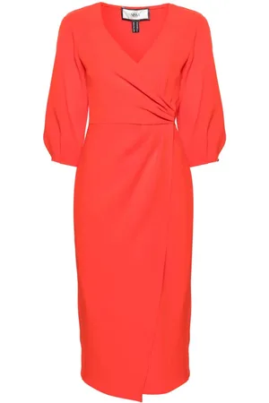 NISSA Gathered wrap midi dress