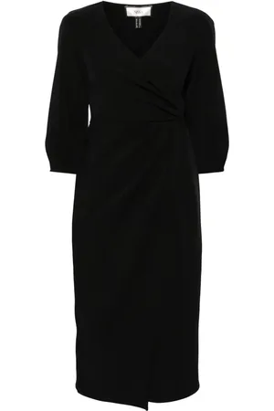 NISSA Wrap-design crepe midi dress