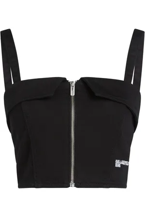 Karl Lagerfeld Logo-embroidered cropped bustier