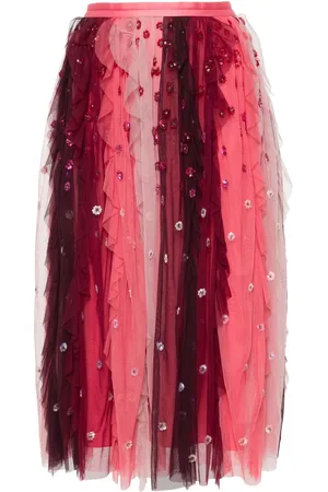 Needle & Thread Sequin-embellished tulle midi skirt