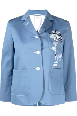 Thom Browne Rose-embroidered cotton blazer
