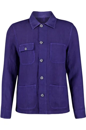 120% Lino Spread-collar linen shirt jacket