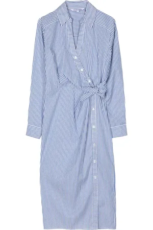 VERONICA BEARD Wright striped cotton wrap dress