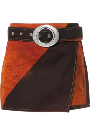 Louisa Ballou Wrap-design denim skirt