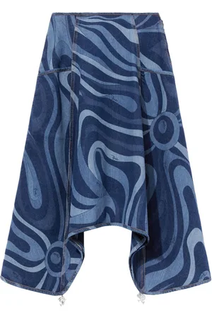 Puccini Marmo-print denim skirt