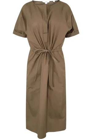 Vince Drawstring-waist cotton midi dress