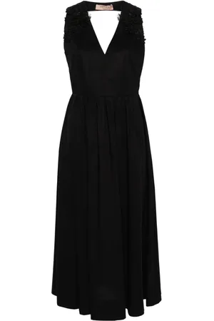 Twin-Set Floral-lace cotton midi dress