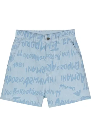 Emporio Armani Logo-print chambray shorts