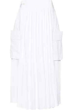 SACAI X Thomas Mason pleated cotton-poplin skirt