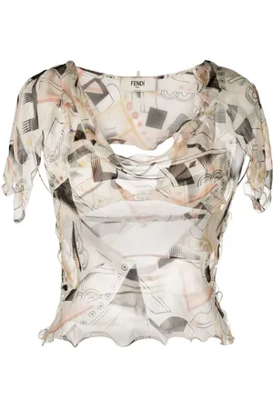 Fendi Abstract-print silk blouse