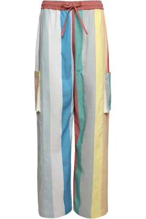 Marrakshi Life Striped cotton cargo trousers