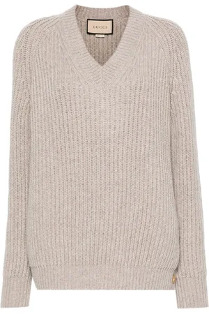 Gucci V-neck chunky-knit jumper