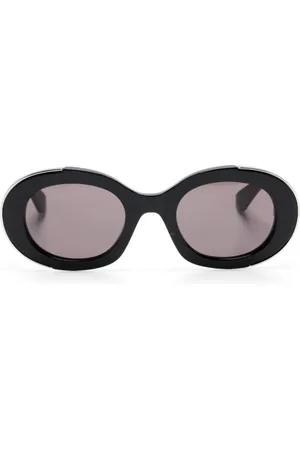 Alexander McQueen Logo-engraved oval-frame sunglasses