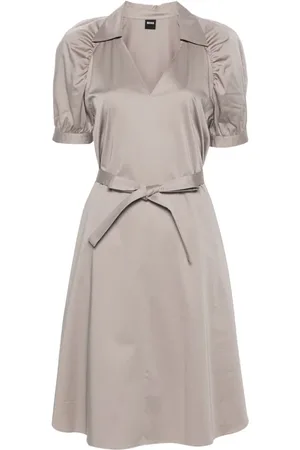 HUGO BOSS Belted satin midi dress