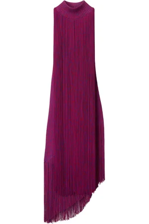Burberry Asymmetric fringed midi dress