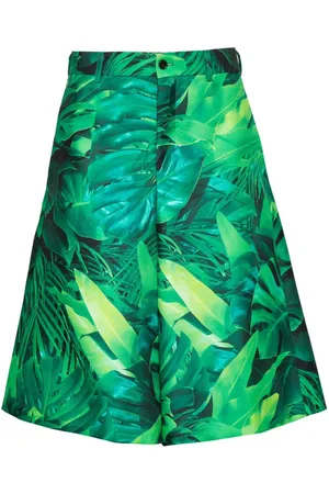 Comme des Garçons Leaf-print cotton shorts