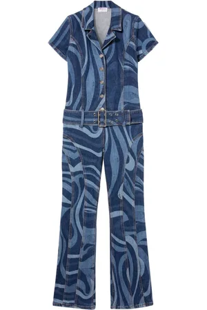 Puccini Marmo-print denim jumpsuit