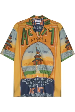 ACT N°1 Temple-print cotton shirt