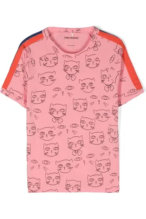 Mini Rodini Cathletes-print crew-neck T-shirt