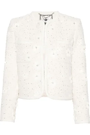 NISSA Floral-appliqué bouclé jacket