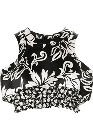 SACAI Floral-print cropped top