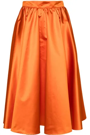 Patou Satin flared midi skirt