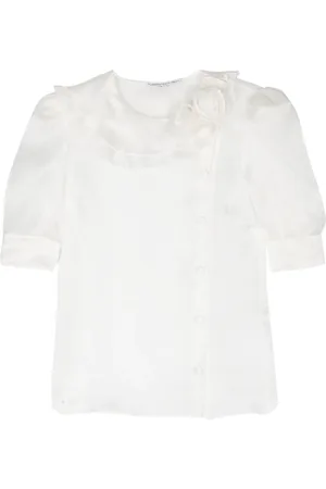 Alessandra Rich Floral-appliqué silk blouse
