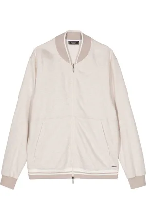 PESERICO SIGN Stripe-detail cotton bomber jacket
