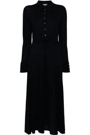 N.PEAL Polo-collar belted dress
