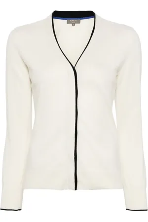 N.PEAL Contrast-trim V-neck cardigan