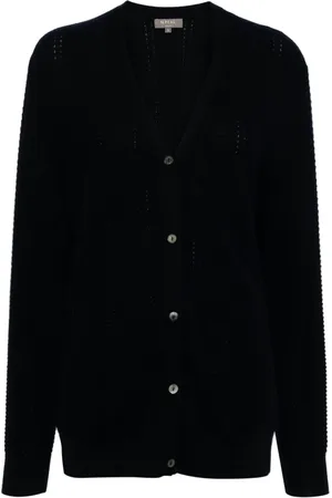 N.PEAL V-neck open-knit cardigan