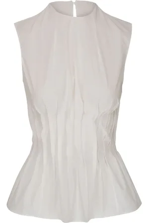 Khaite Westin pleated cotton-poplin top