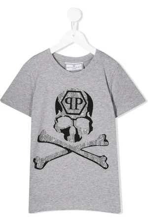 Philipp Plein Skull and crossbones crystal embellished T-shirt