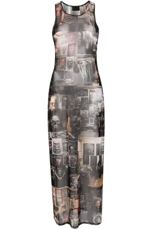 Puppets and Puppets Metal Friends-print mesh dress